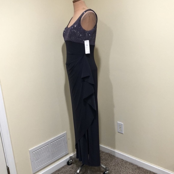 NWT Alex Evenings Maxi Dress Size 6P Smoke Slate Gray Gown - Picture 4 of 10